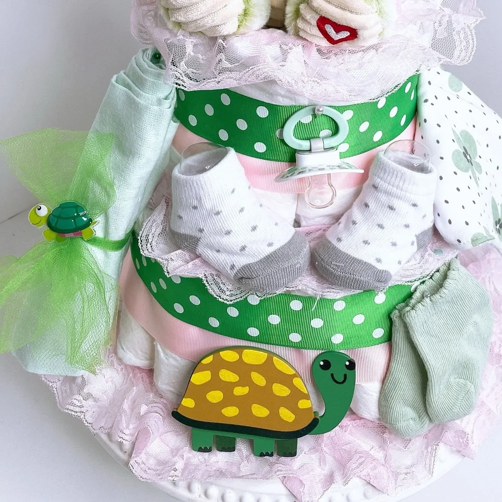 Turtle Diaper Cake, Baby Shower Gift